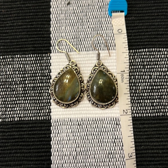 Beautiful green flash Labradorite teardrop earrings. Approx 2” drop.NWOT - Picture 7 of 7